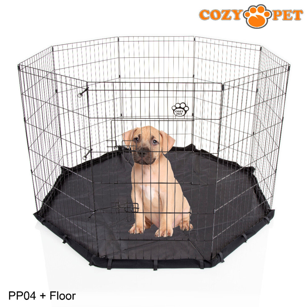 Cozy Pet Playpen 100Cm With Floor Dog Rabbit Puppy Play Pen Cage Run Crate Pp04 Black