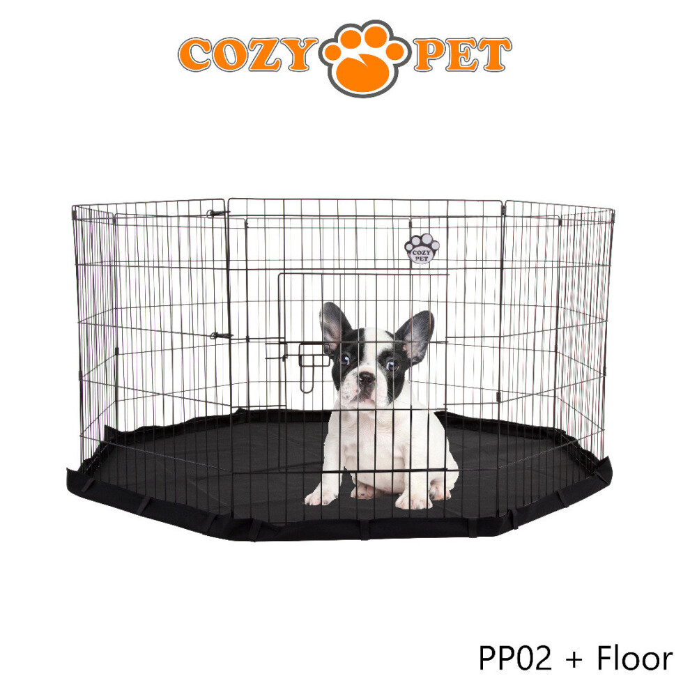 Cozy Pet Playpen 76Cm With Floor Dog Rabbit Puppy Play Pen Cage Run Crate Pp02 Black