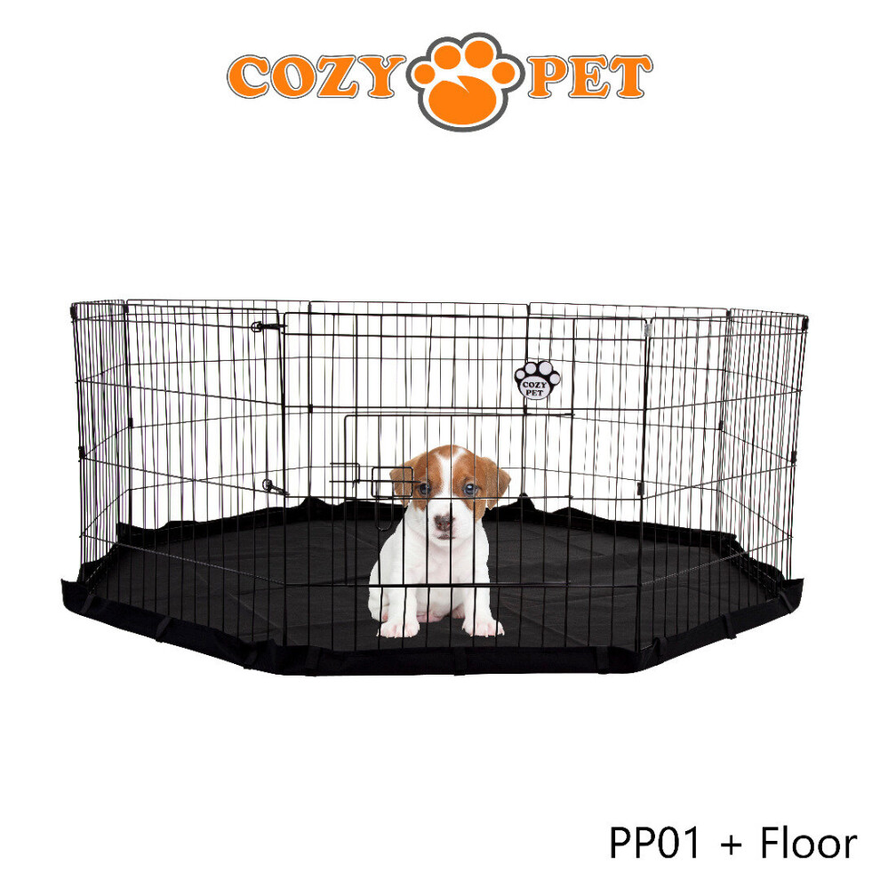Cozy Pet Playpen 60Cm With Floor Dog Rabbit Puppy Play Pen Cage Run Crate Pp01 Black