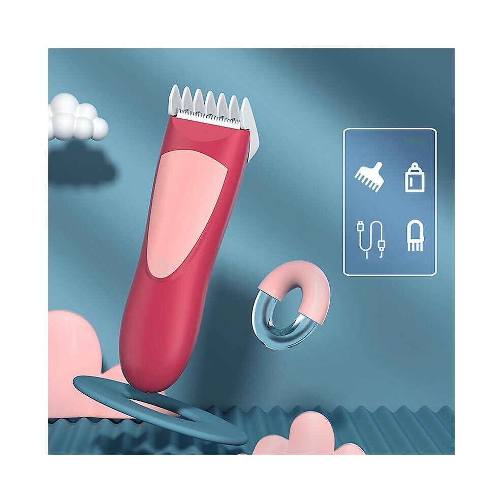 (Red) Baby Hair Clipper Electric Hair Trimmer Quiet Safe Rechargeable Kids Hair Cutting Red