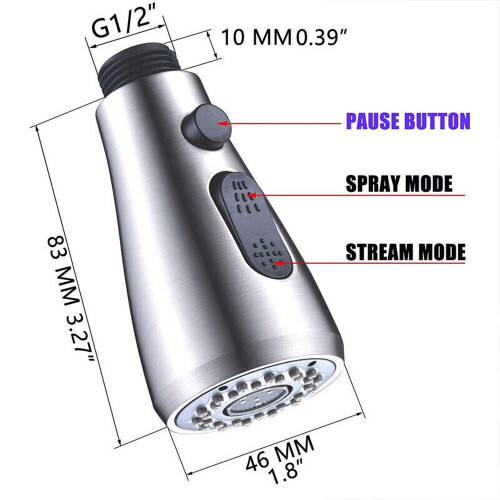 Kitchen Sink Mixer Tap Faucet Pull Out Spray Shower Head Replacement Nozzle 2
