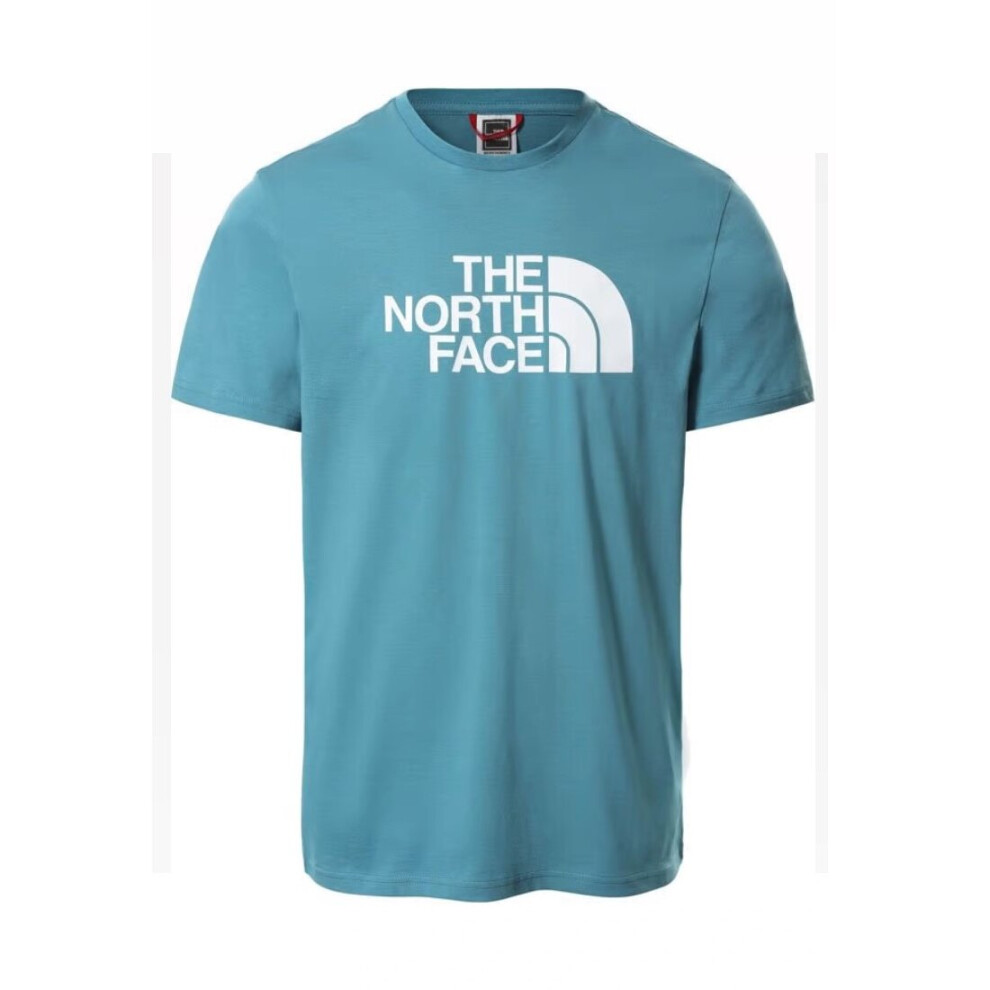 (TNF SS Easy Tee Blue T Shirt  S) The North Face Mens T Shirt TNF Short Sleeve Crew Neck Cotton Casual Easy Tee