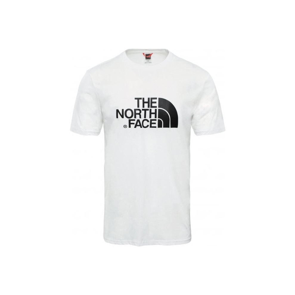 (TNF SS Easy Tee White T Shirt  L) The North Face Mens T Shirt TNF Short Sleeve Crew Neck Cotton Casual Easy Tee