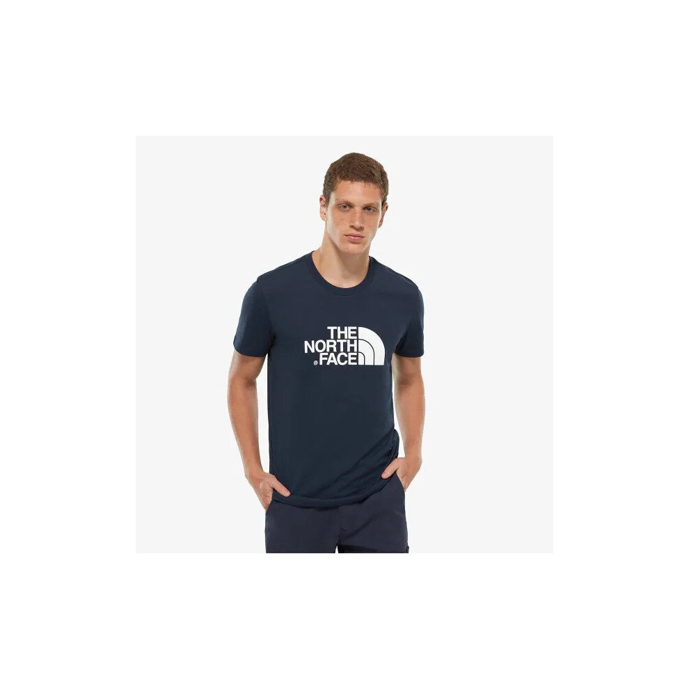 (TNF SS Easy Tee Navy T Shirt  S) The North Face Mens T Shirt TNF Short Sleeve Crew Neck Cotton Casual Easy Tee