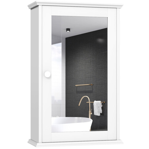 Costway Mirrored Bathroom Cabinet Wall Mount Storage Cabinet with Single Door 1