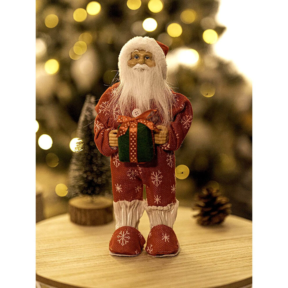 Standing Red 30cm Santa Claus Pyjamas Luxury Father Christmas Figure