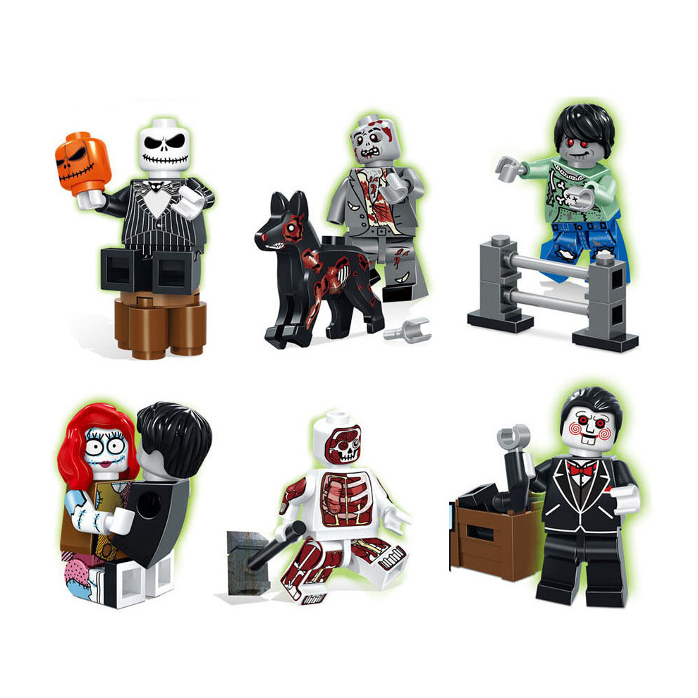 Zhike 6Pcs Rampage Zombie Minifigure Walking Dead Assembled Building Blocks Minifigure Halloween Toys Halloween Gift