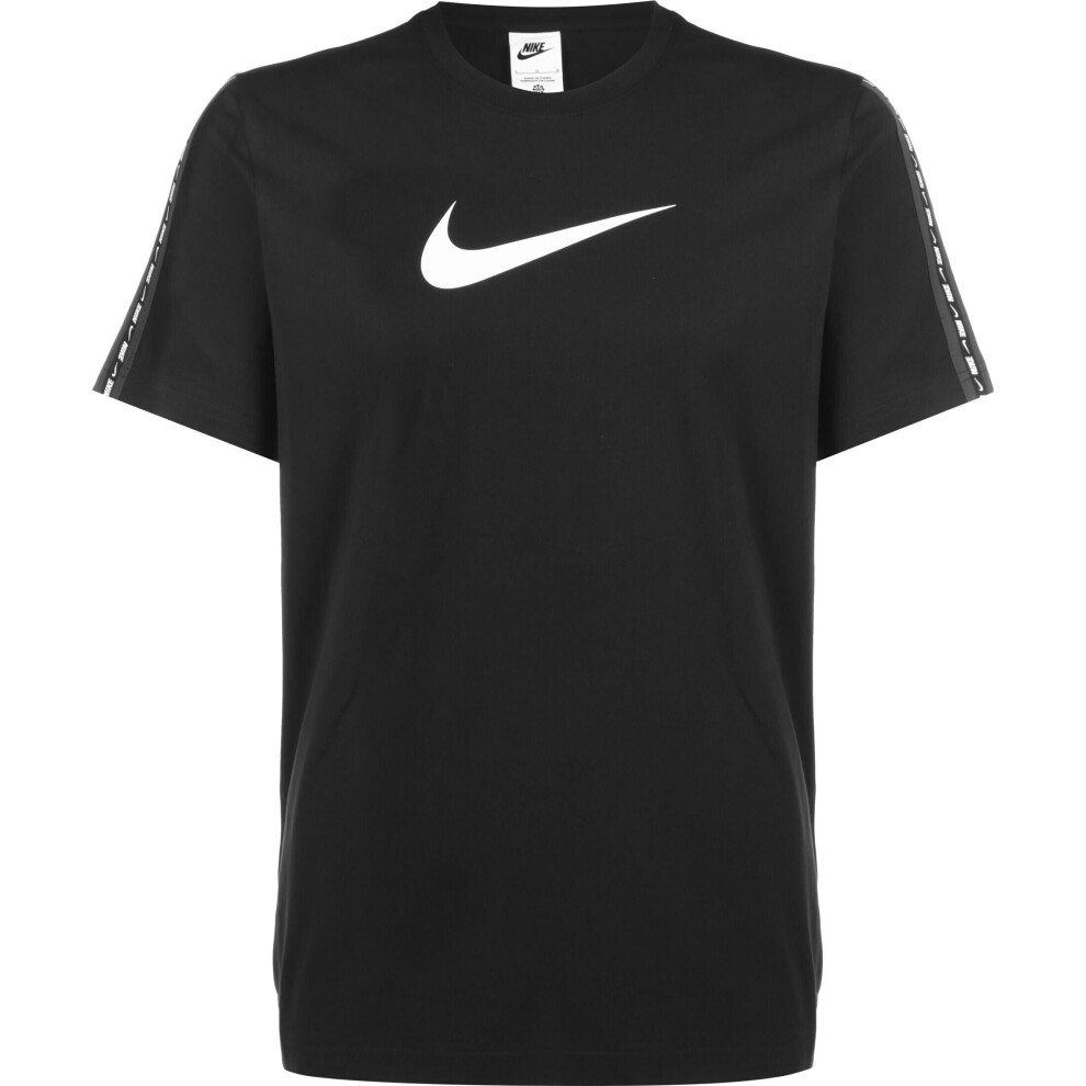 (DM4685-010 Nike Mens T Shirt Black XL) Nike Mens Repeat T Shirt Club Swoosh Classic Logo Crew Neck Tee