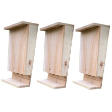 Wooden Bat Box House with Landing Perch (Set of 3)