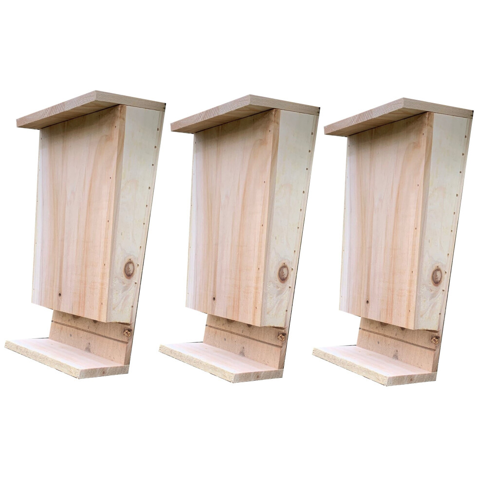 Set of 3 Wooden Bat Boxes with Landing Perch