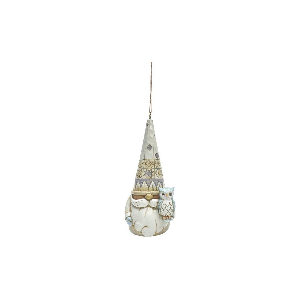 Heartwood Creek Hanging Ornament - White Woodland Gnome with Owl