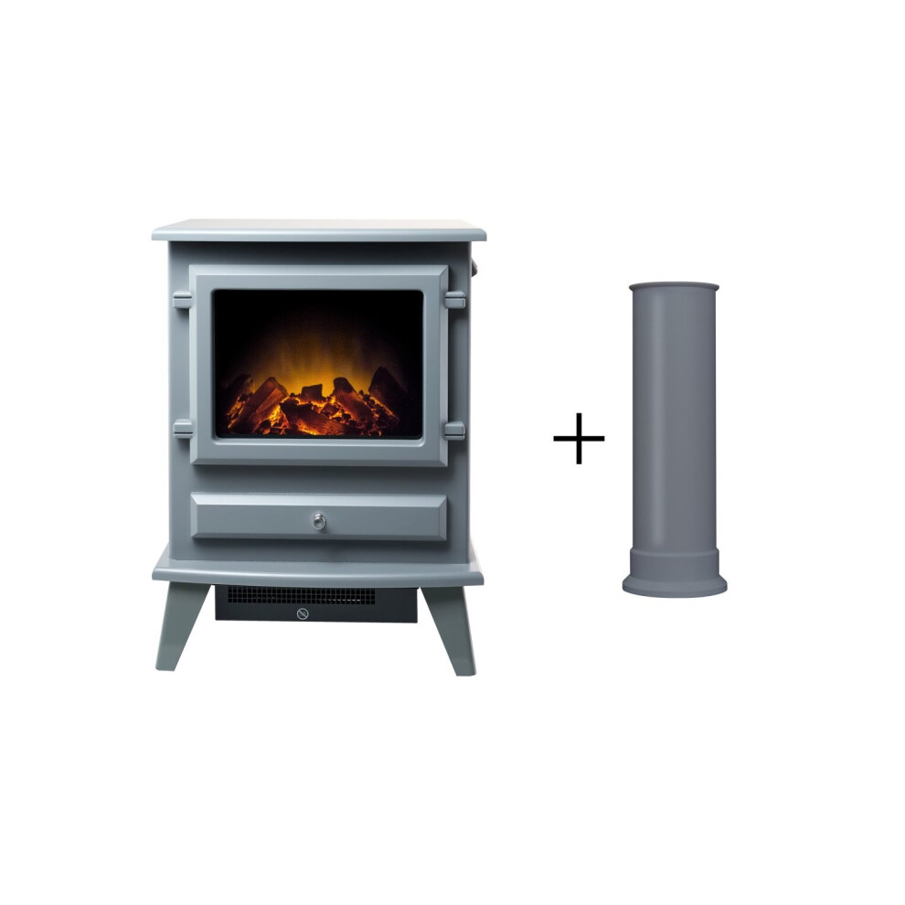Adam Hudson Electric Stove Grey + Straight Stove Pipe