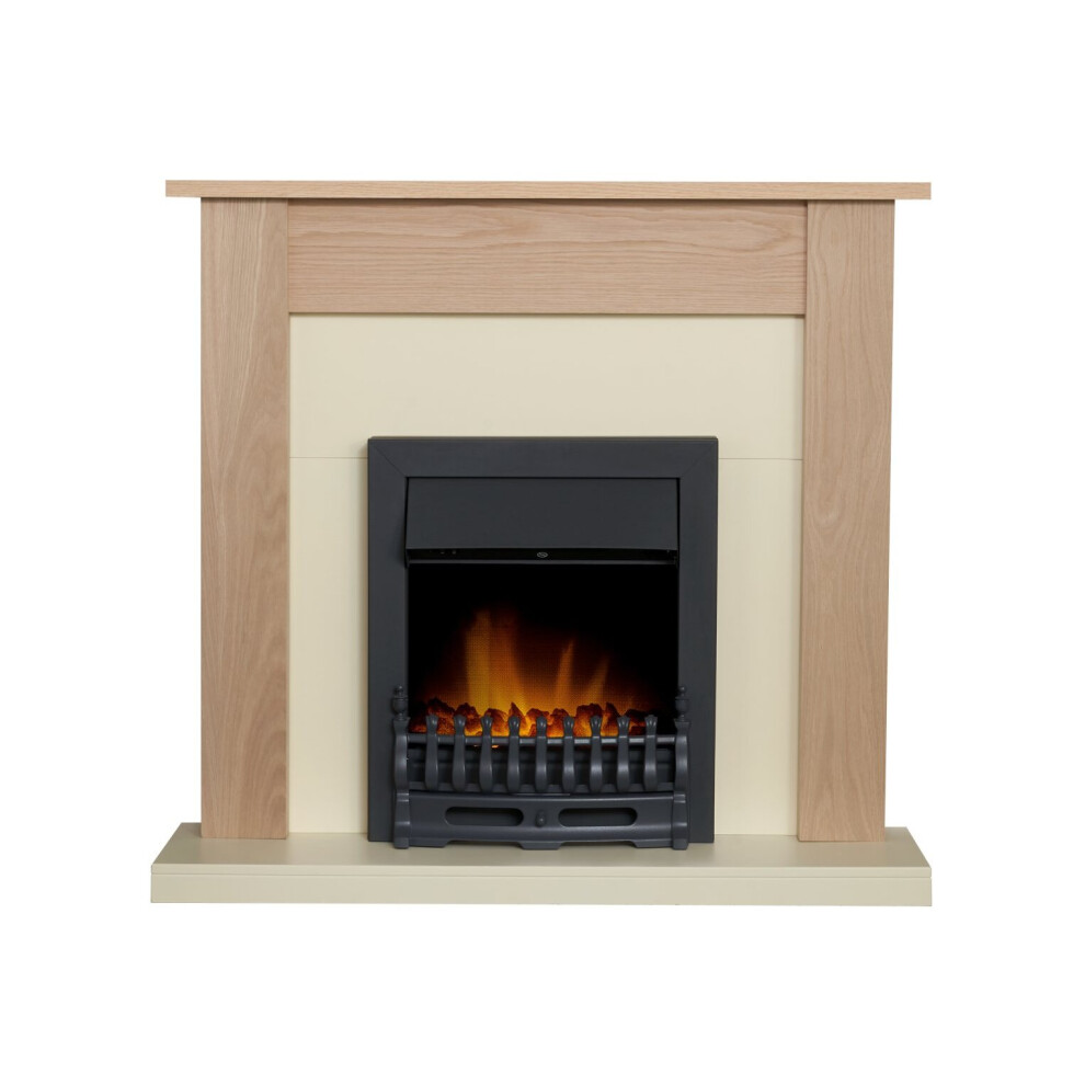 Adam Southwold Fireplace Oak & Cream + Blenheim Electric Fire Black, 43