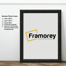 (6x4 Inch) Black Glitter Sparkle Picture Frame / Photo Frames / Stardust Star Poster Frames / Photo Print Frame / Modern Frames
