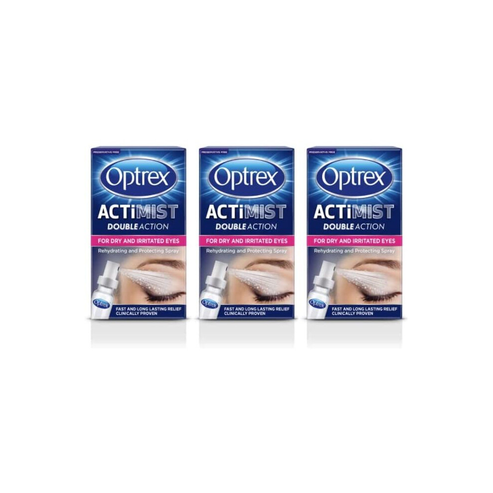 Optrex ActiMist Double Action Eye Spray for Dry and Irritated Eyes 3 x 10ml