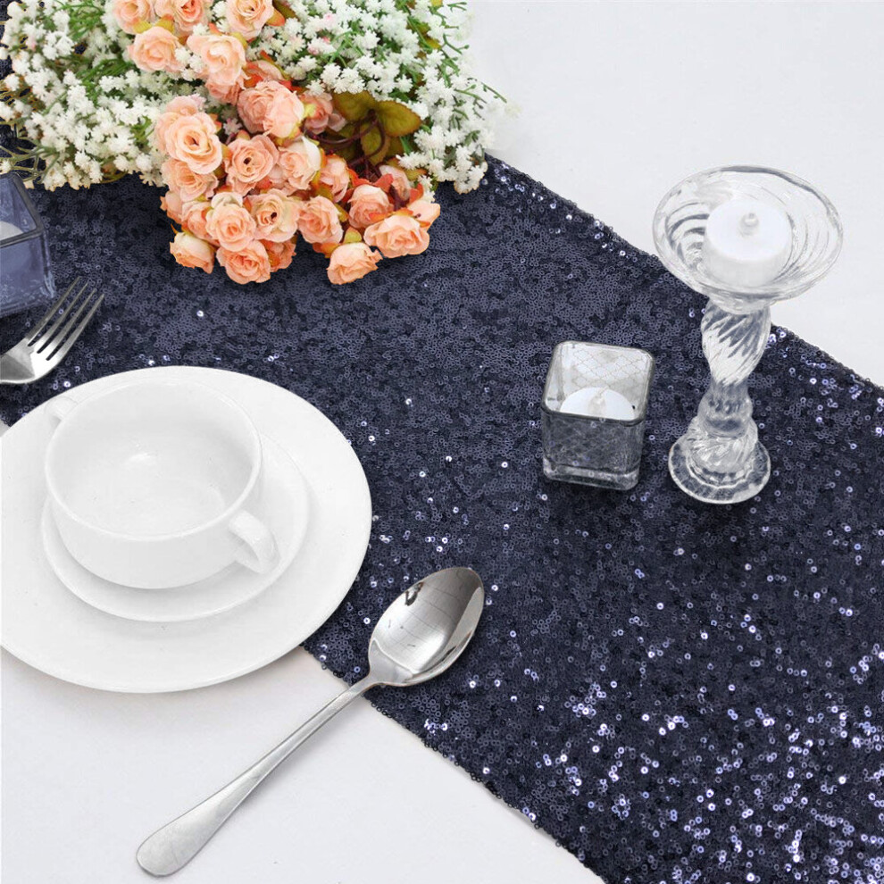 (Navy Blue) Time to Sparkle 12x108' Glitter Sequin Table Runners Cover Shiny Sparkly Wedding Party-image-OPC-P9RGJ67-NEW