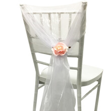 (White, 20pcs) Time to Sparkle Organza Chair Hoods Sashes Organza Hood Chair Cover Bow Sash Fabric
