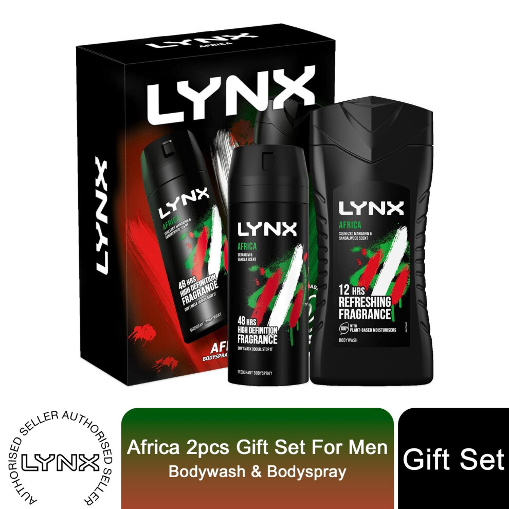 (Buy 1) Lynx Africa 2pcs Bath & Body Gift Set For Men