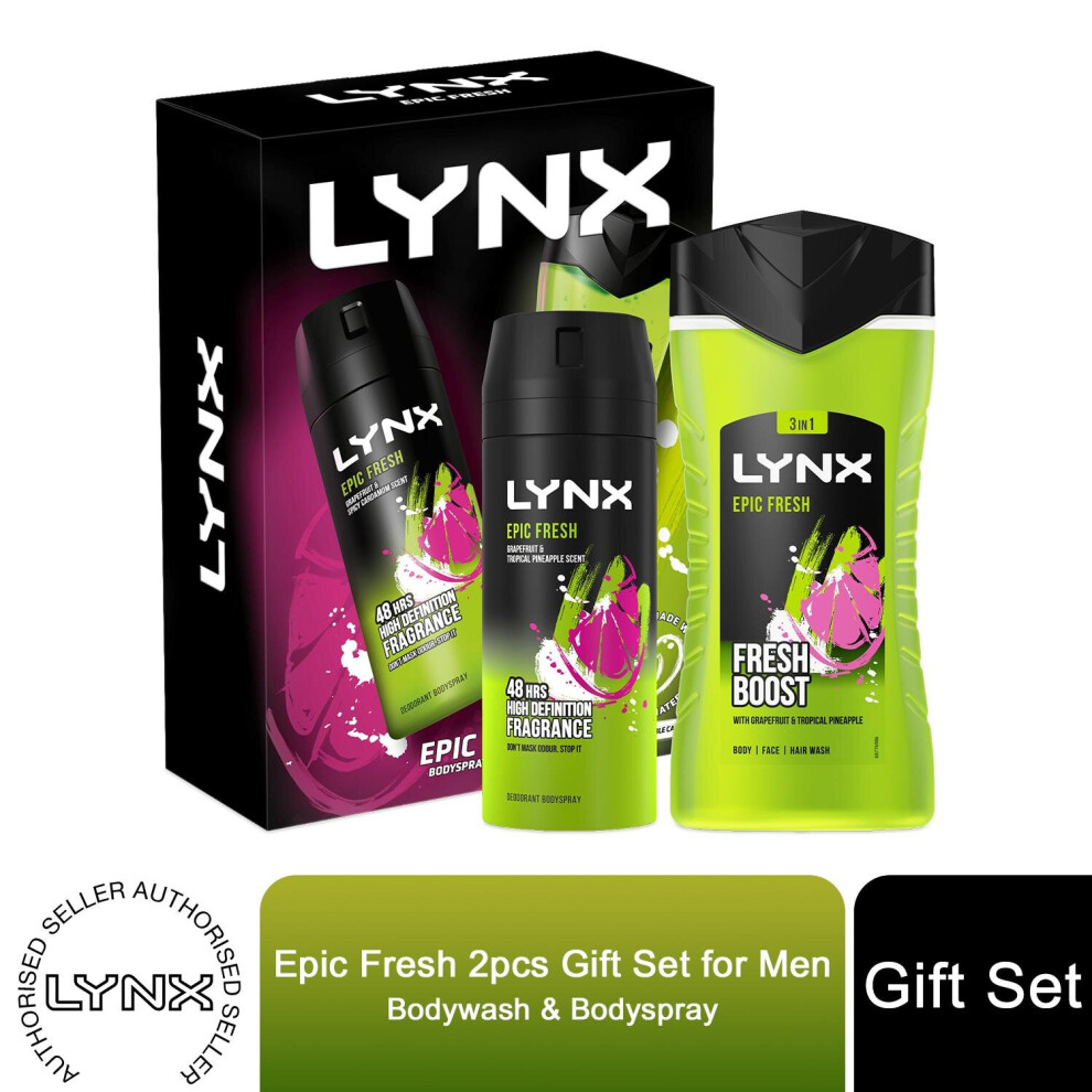(Buy 1) Lynx Epic Fresh 2pcs Bath & Body Gift Set For Men