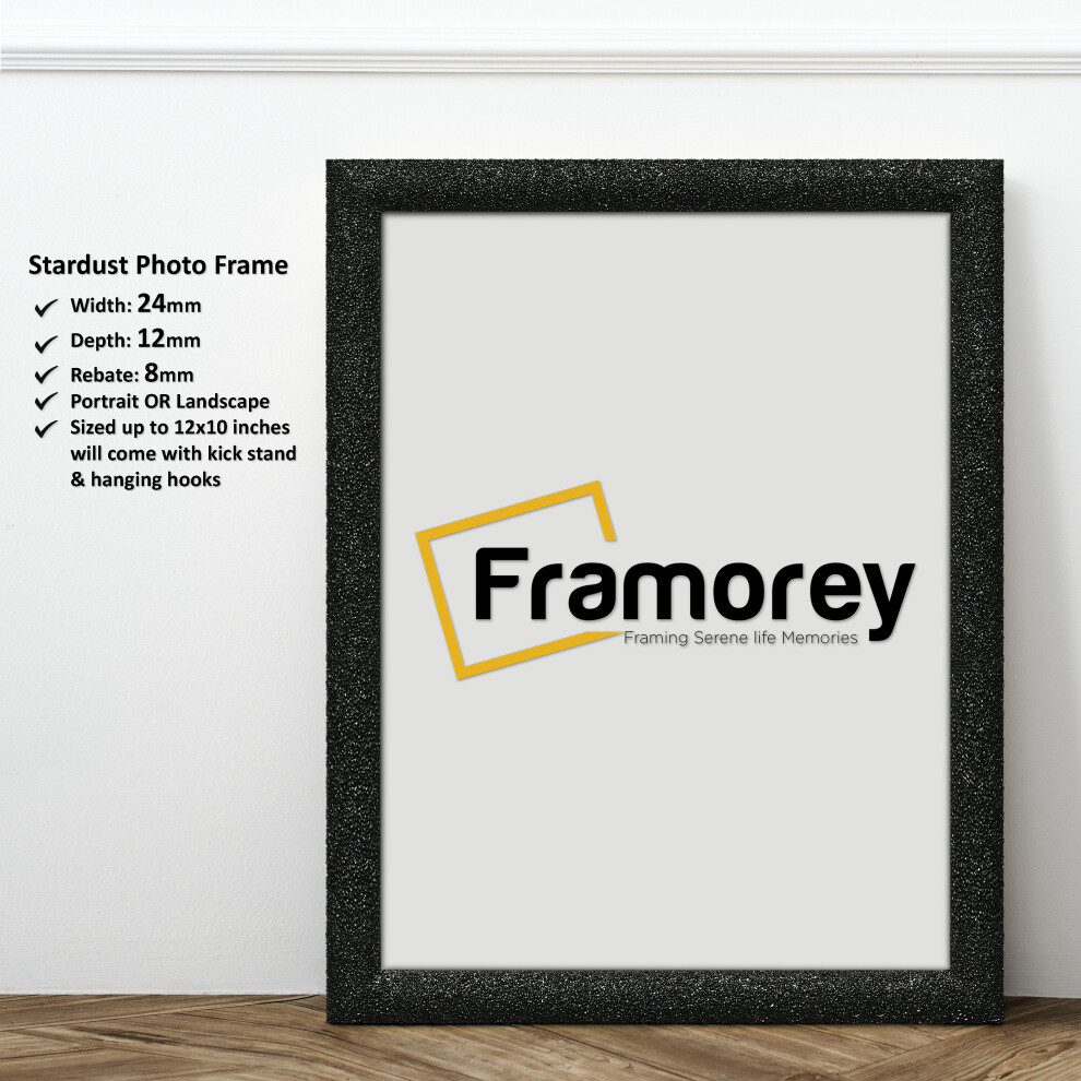 (A5- 210X148MM) Black Glitter Sparkle Picture Frame / Photo Frames / Stardust Star Poster Frames / Photo Print Frame / Modern Frames