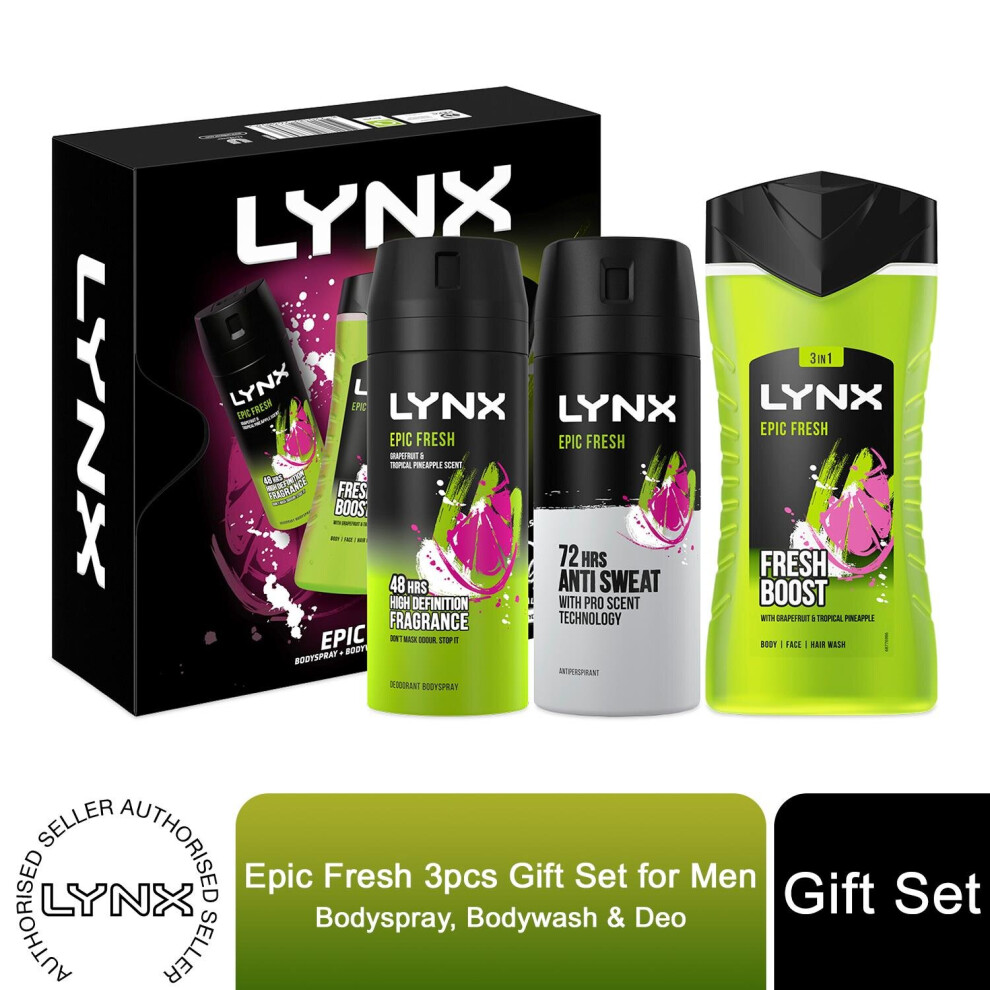 (Buy 1) Lynx Epic Fresh Bath & Body Trio Gift Set for Him