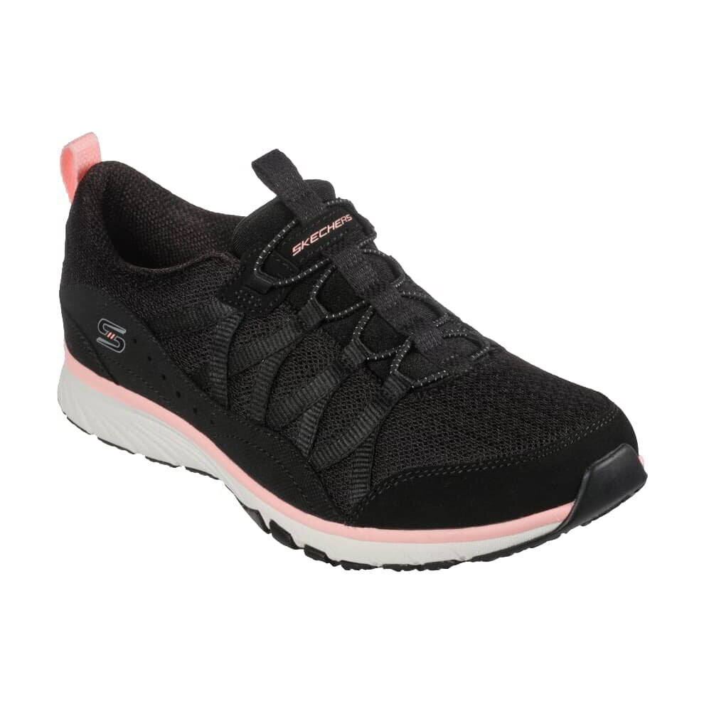 (Black White, UK 4) Skechers Gratis Sport Live Golden Womens Black Vegan Shoes Trainers