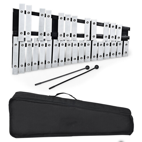 Gymax 30 Note Glockenspiel Xylophone Foldable Percussion Instrument