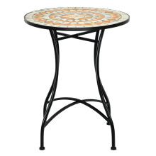 Mosaic Round Table Retro Mosaic Side Table with Iron Frame
