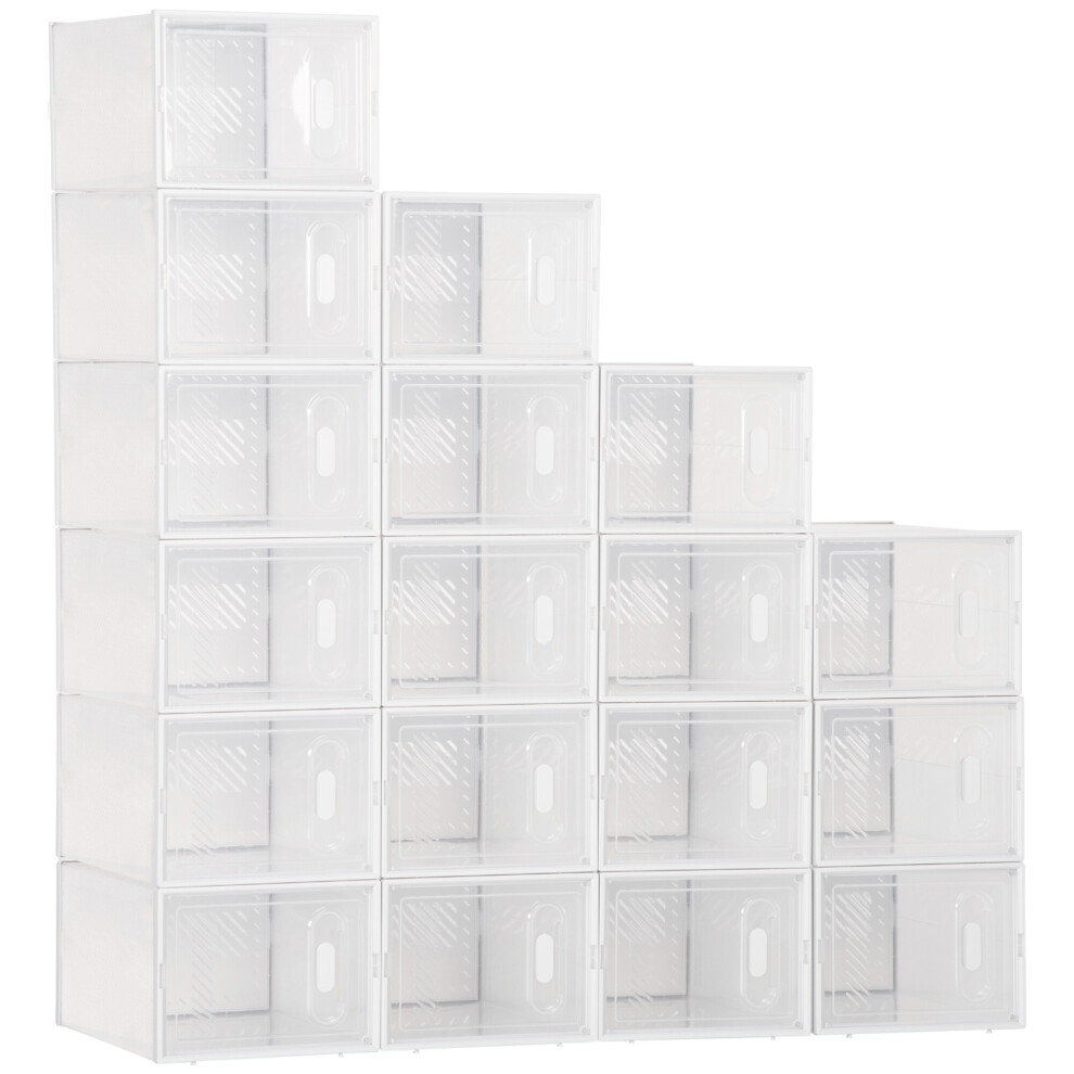 HOMCOM Portable Shoe Storage Cabinet with Magnetic Door
