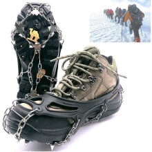 (M) Snow Climbing Shoe Spikes Anti Slip Shoe Claw 19 Teeth Ice Hiking Boot Stainless Steel Cleat