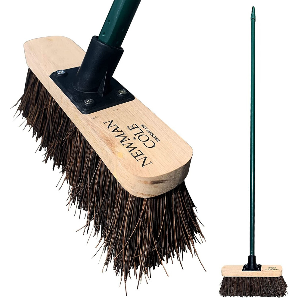 Newman And Cole Outdoor Garden Broom Head With Handle Stiff Bassine Brush Sweeping