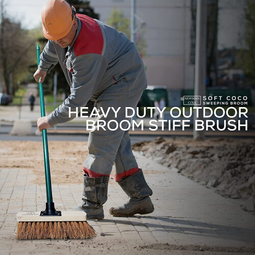 Soft Bristle Broom Head Handle Yard Brush Sweeping 10" Indoor Outdoor 1