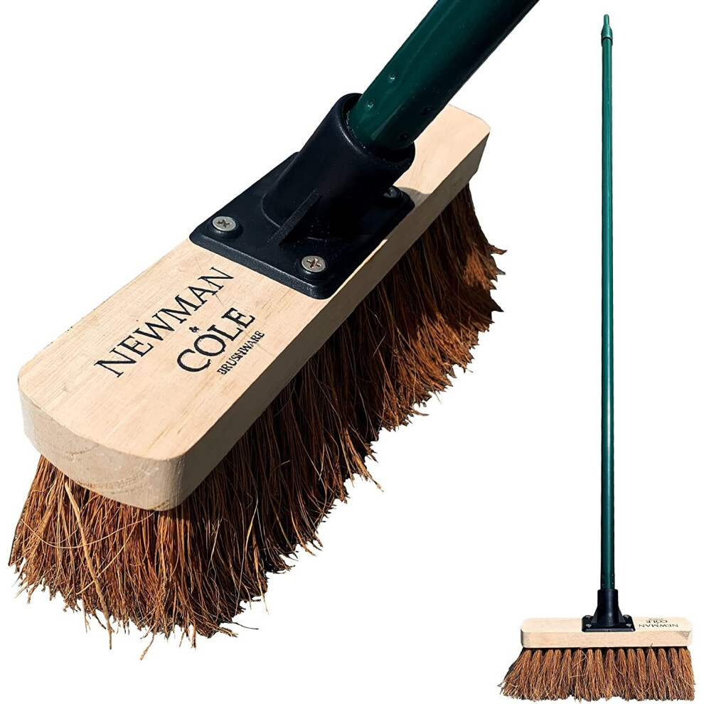 Soft Bristle Broom Head Handle Yard Brush Sweeping 10" Indoor Outdoor