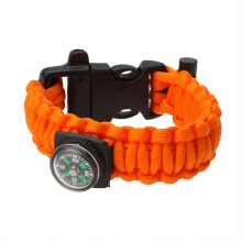 (Orange) Multi-color Paracord Parachute Cord Emergency Kit Survival Bracelet Rope with Whistle