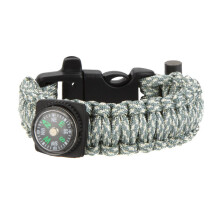 (Camouflage Grey) Multi-color Paracord Parachute Cord Emergency Kit Survival Bracelet Rope with Whistle