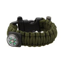 (Army Green) Multi-color Paracord Parachute Cord Emergency Kit Survival Bracelet Rope with Whistle