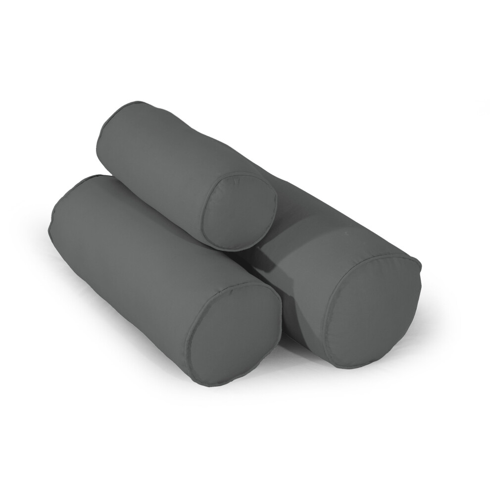 (Grey, Extra Large 25x75cm) Round Shaped Bolster Pillow Case -100% Cotton cover Long Orthopaedic back Neck & Head Support Pillowcase Cylinder Bed Sleeping Pillow Case Covers