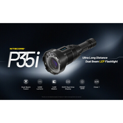Nitecore P35i USB Charge 3000 Lumens LEP + LED Flashlight Torch 1