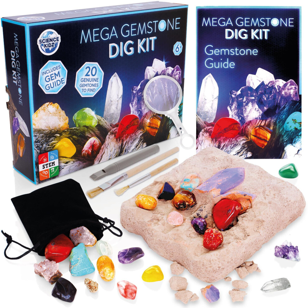 Science Kidz 20 Mega Gemstone Excavation Dig Kit For Kids