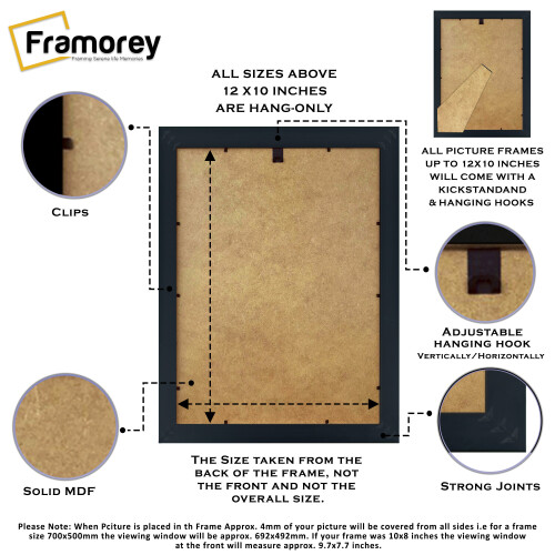 (34x22 Inch) Black Glitter Sparkle Picture Frame / Photo Frames