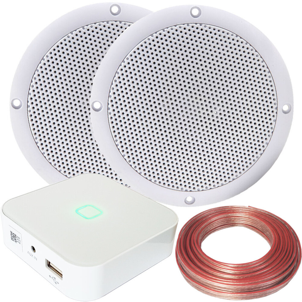 Loops 80W Mini Wifi Stereo Amplifier & 2X 80W Bathroom Ceiling Speaker Audio System
