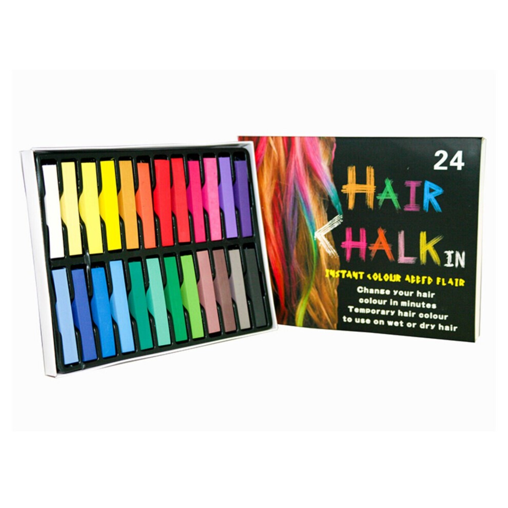 24 HAIR CHALK TEMPORARY HAIR DYE COLOUR SOFT PASTELS SALON KIT