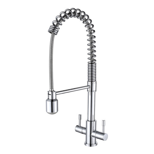 NES Home Modern Dual Lever Pull Out Kitchen Mixer Tap Faucet Chrome