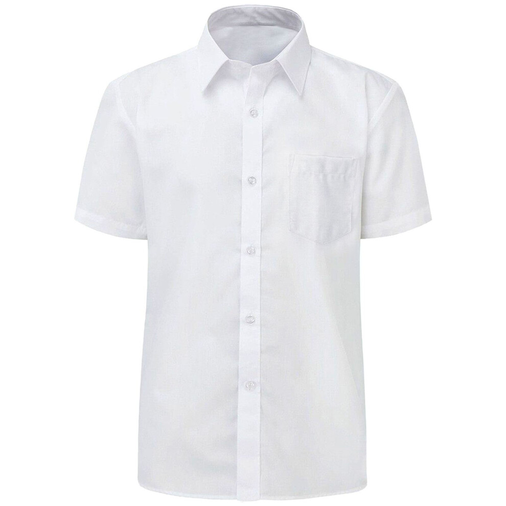 (White 13-14 Years	) Boys School Short Sleeve Shirt White For Age 3-18