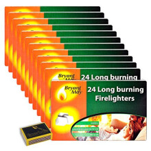 BANK HOLIDAY BBQ Fire Pit Chiminea Lighter Pack - 12 x Packs of 24 Easy to Use Bryant & May Long Burning Firelighters & Tigerbox Safety Matches
