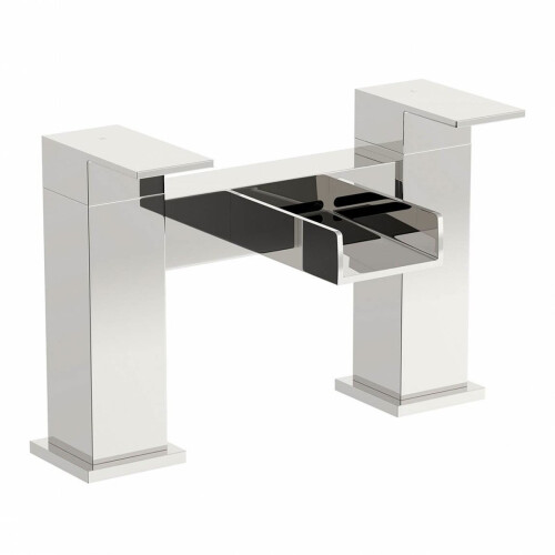 NES Home Modern Waterfall Two Hole Deck Mounted Bath Filler Tap Solid Brass Chrome 1