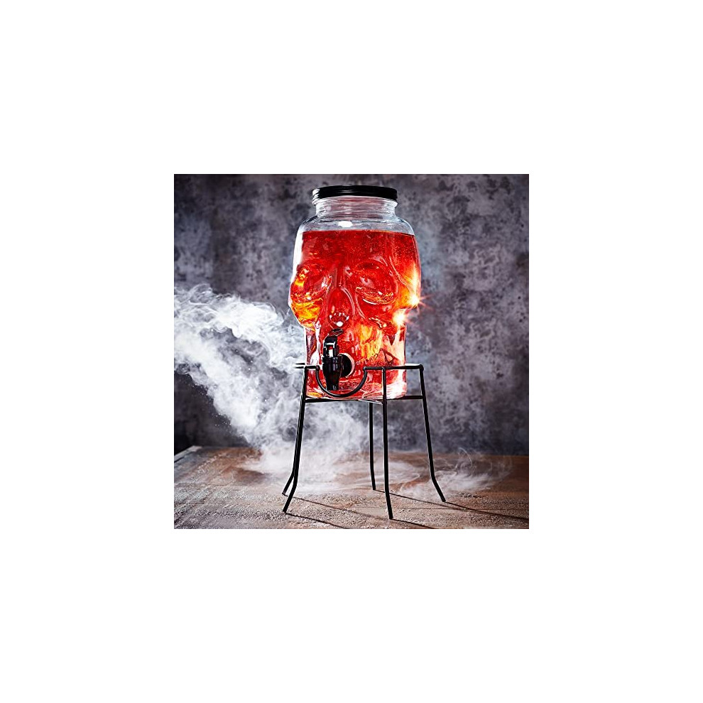 bar@drinkstuff Skull Drinks Dispenser with Stand 4ltr - Beverage Dispenser, Juice Dispenser, Cocktail Dispenser 