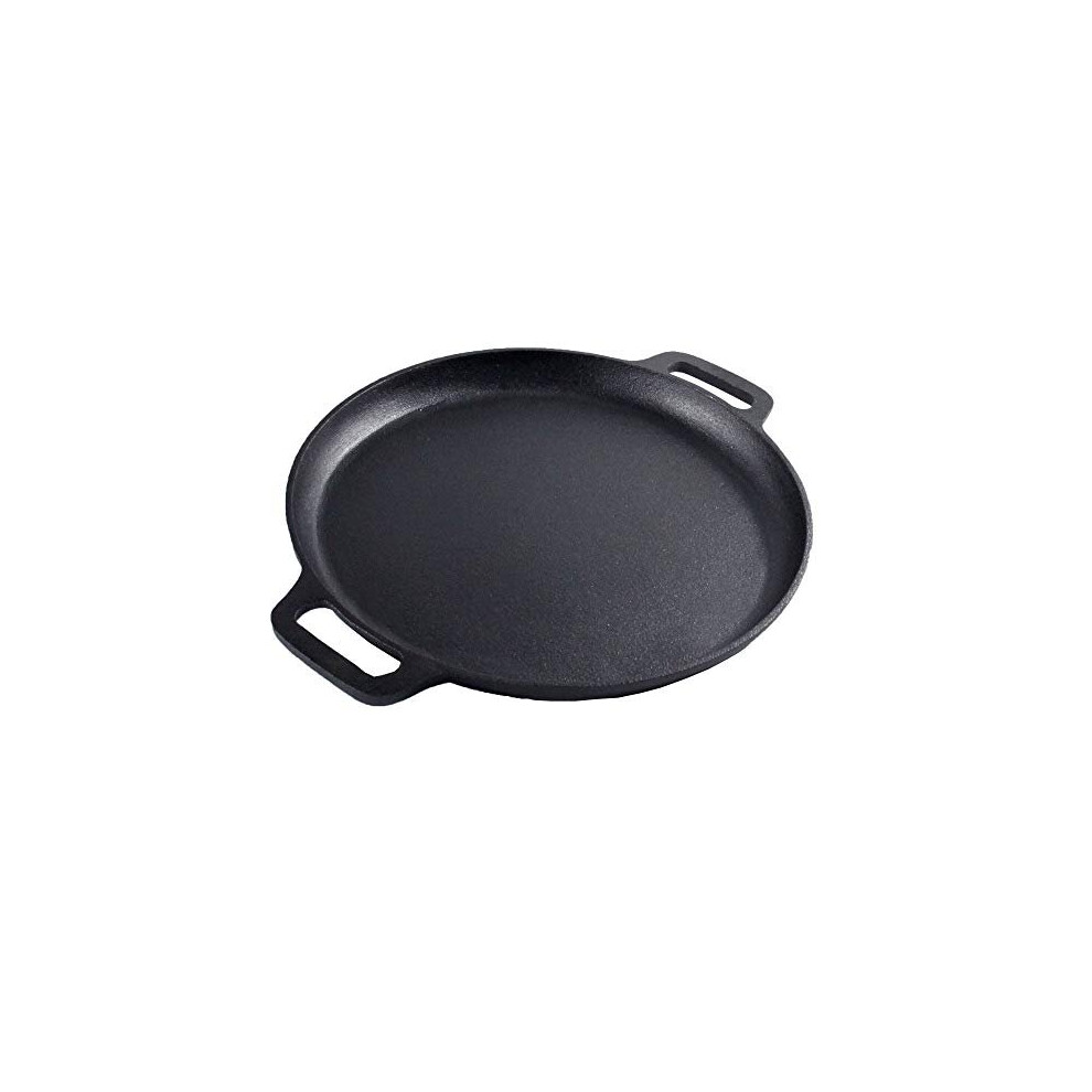 Cast Iron Skillet Pan, Pre-Seasoned Round Griddle Pan for Pancakes, BBQ, Pizza Pan with Handles (31 cm)