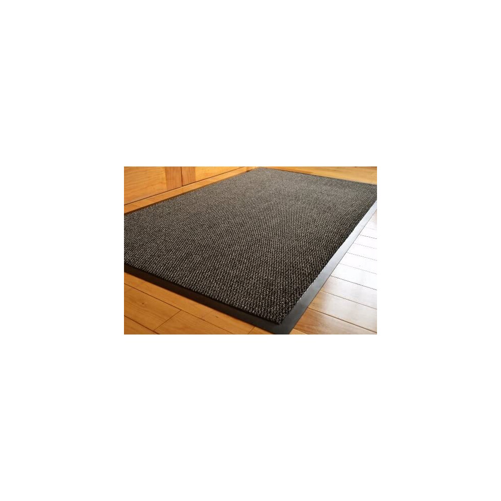 TrendMakers Barrier Mat Large Grey /Black Door Mat Rubber Backed Medium Runner Barrier Mats Rug PVC Edged Heavy Duty Kitchen Mat(80 X 120 Cm)