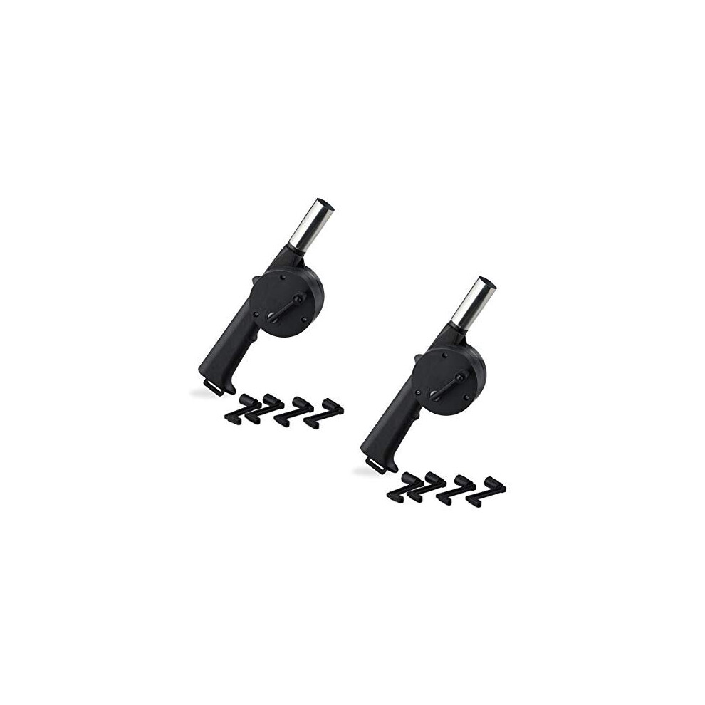 Relaxdays Manual Barbecue Blower Set of 2 Hand Operated Ignition Aid BBQ Barbecue Hair Dryer with Crank Charcoal Lighter, Black 10026993-image-OPC-P9RJTKC-NEW